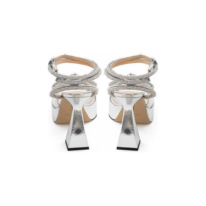 MACH & MACH Elegant Silver Leather Platforms