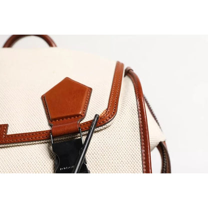 Dolce & Gabbana Beige Brown Canvas Leather EDGE Travel Men Back Pack Bag