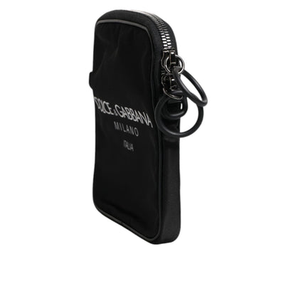 Dolce & Gabbana Black Logo Print Scuba Crossbody Shoulder Bag