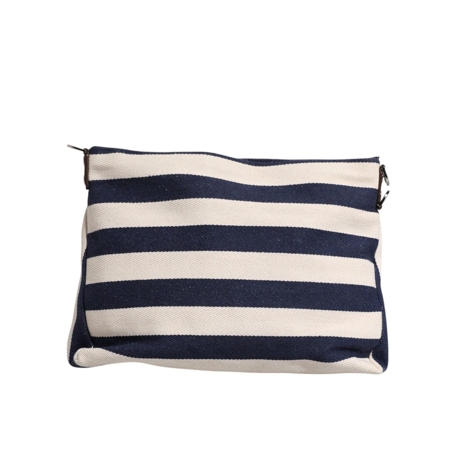 Dolce & Gabbana Blue White Stripes Logo Plaque Tote Bag