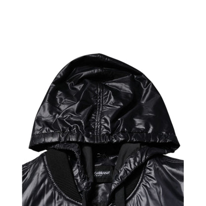 Dolce & Gabbana Black Nylon Hooded Full Zip Blouson Jacket