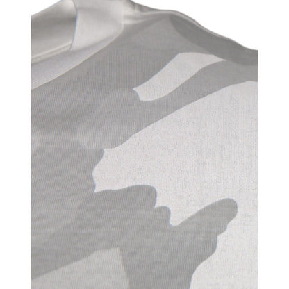Dolce & Gabbana White Gray Camouflage Cotton Crew Neck T-shirt