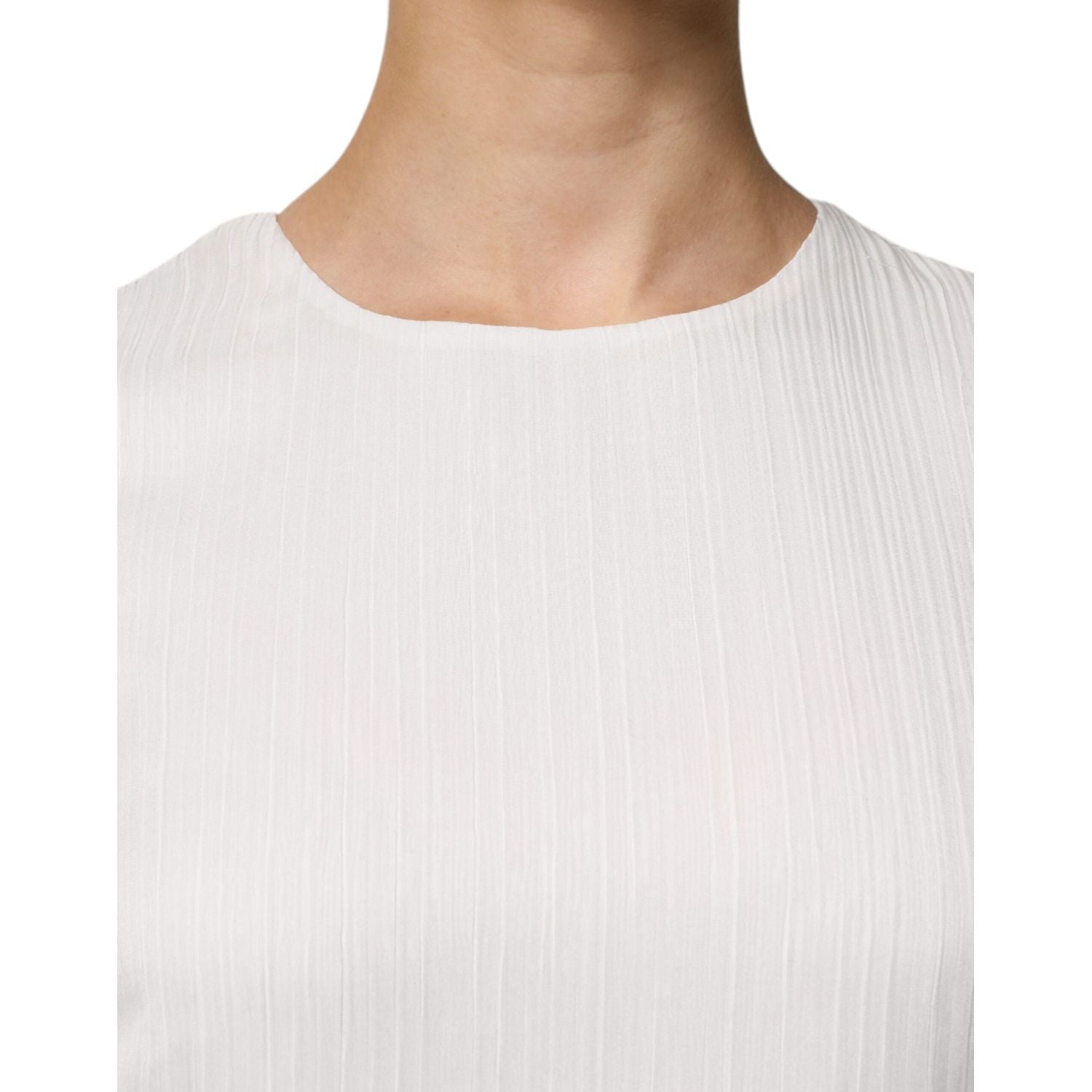 Peserico White Sleeveless Round Neck Shift Long Maxi Dress