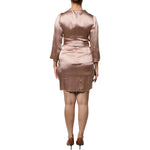 Emporio Armani Pink Satin Long Sleeves Sheath Wrap Mini Dress DR281350-46