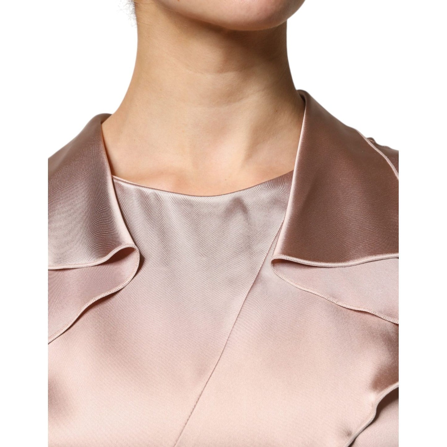 Emporio Armani Pink Satin Long Sleeves Sheath Wrap Mini Dress DR281350-46