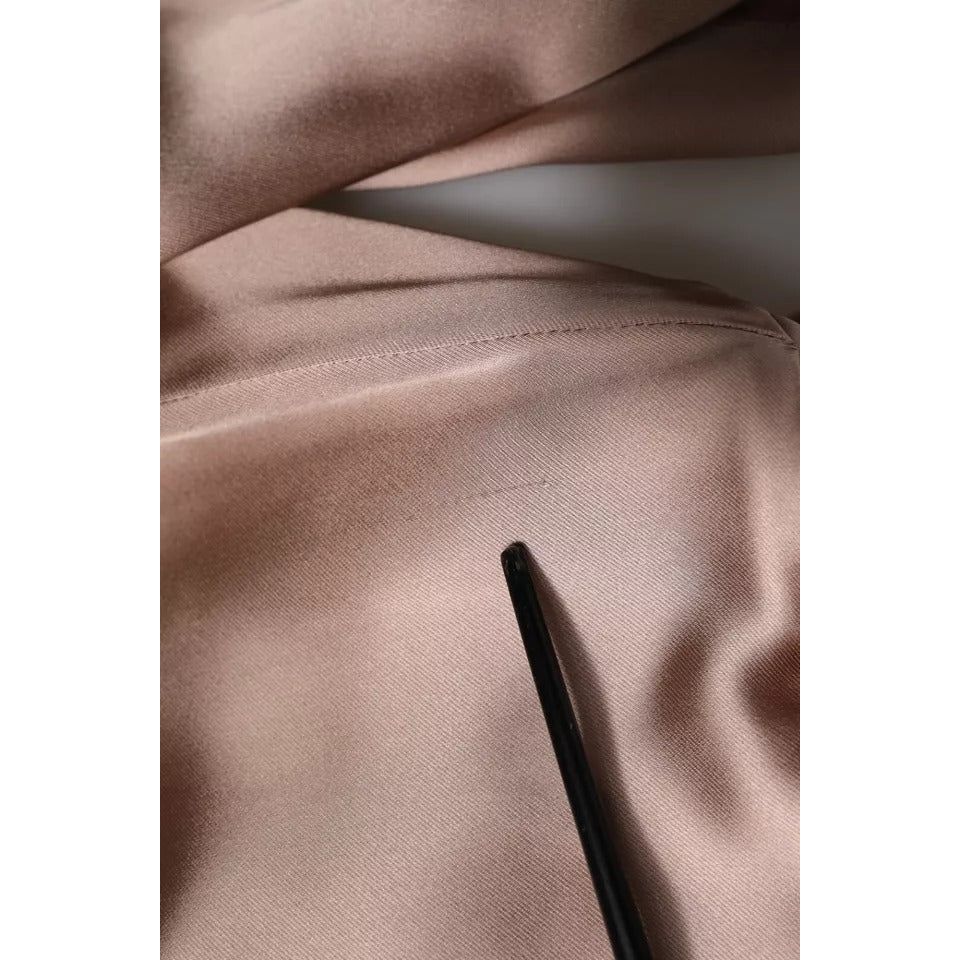 Emporio Armani Pink Satin Long Sleeves Sheath Wrap Mini Dress DR281353-40