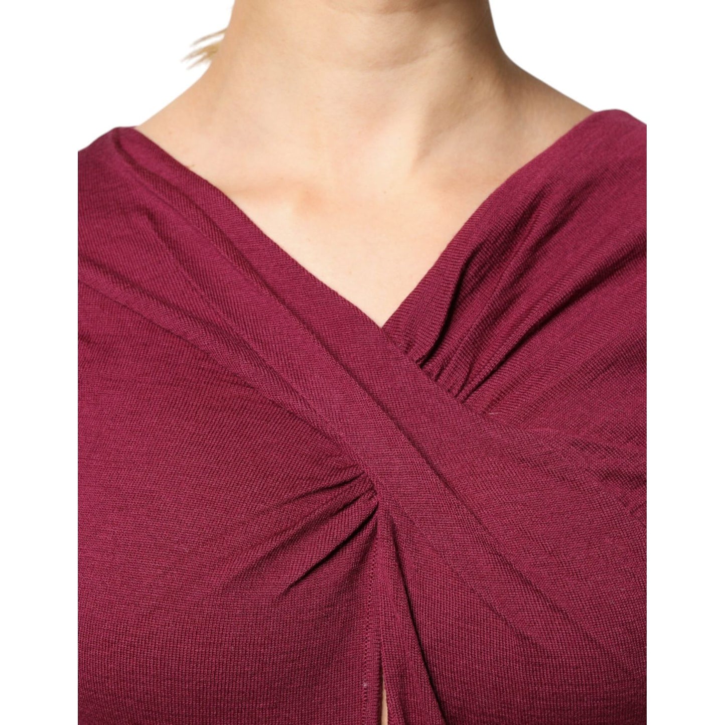 Roberto Cavalli Maroon Jumper Keyhole Knit Pullover Sweater