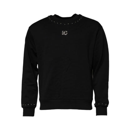 Dolce & Gabbana Black Logo Stud Pullover Sweatshirt Sweater