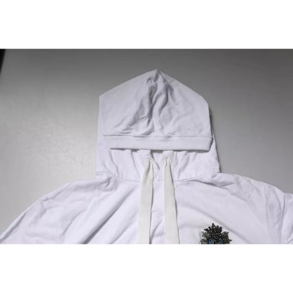 Dolce & Gabbana White Cotton Hooded Sweatshirt Sweater