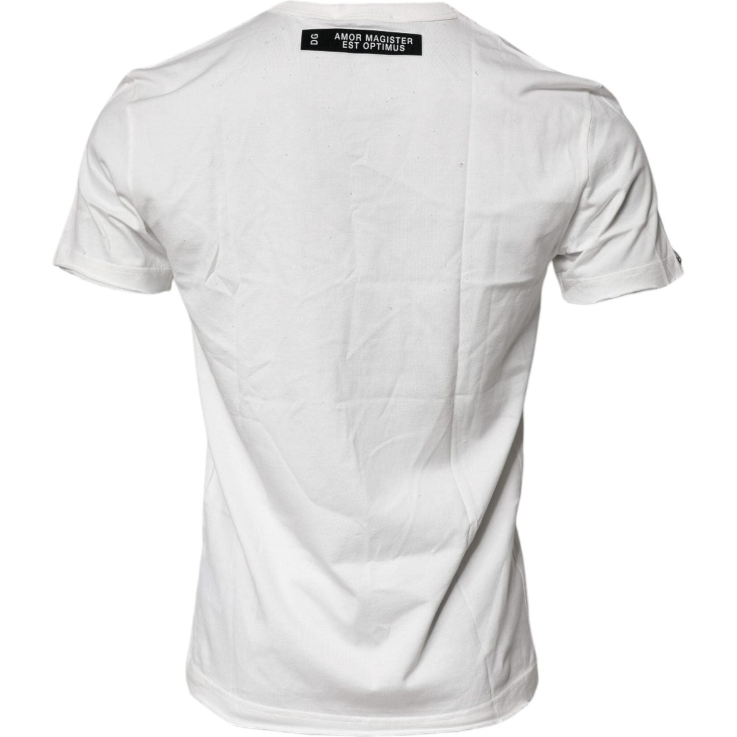 Dolce & Gabbana White Graphic Print Cotton Crew Neck T-shirt