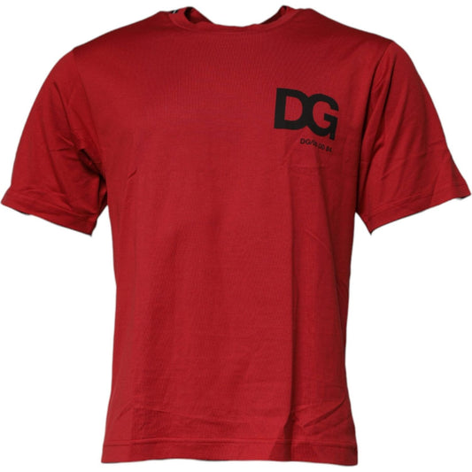 Dolce & Gabbana Red DG Logo Cotton Crew Neck T-shirt