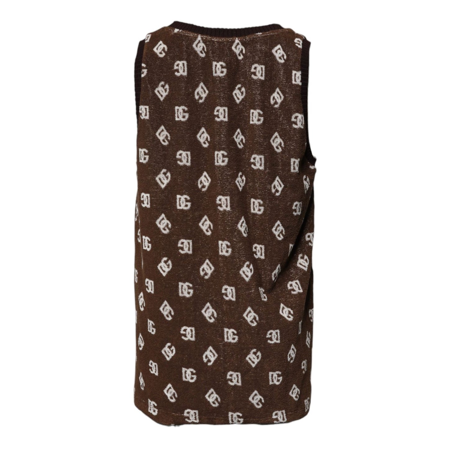 Dolce & Gabbana Brown Logo Monogram Cotton Crew Neck T-shirt