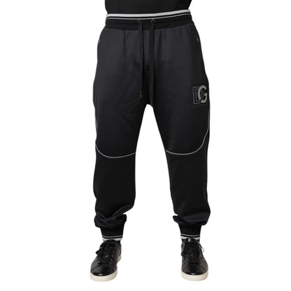 Dolce & Gabbana Black Polyester Logo Jogger Pants