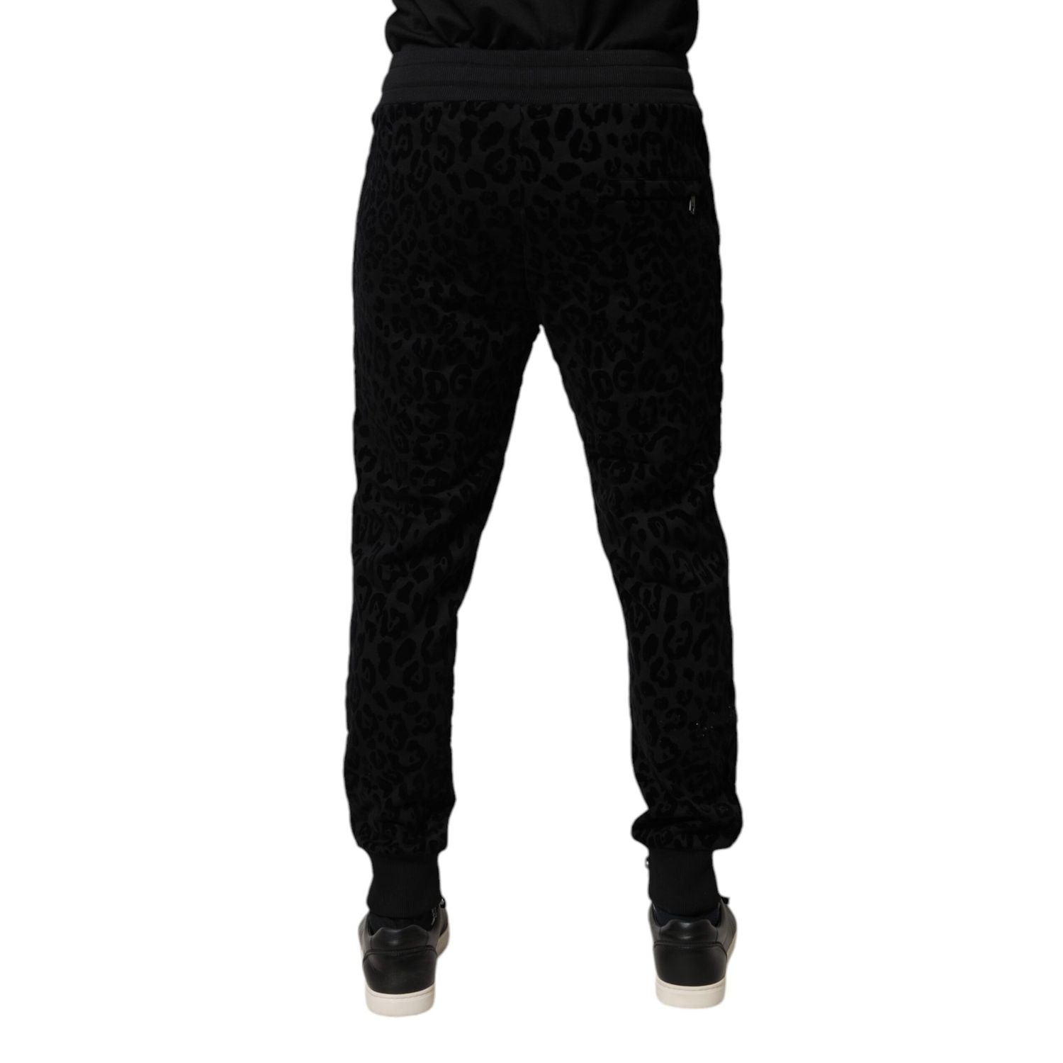 Dolce & Gabbana Black Leopard Cotton Jogger Sweatpants Pants