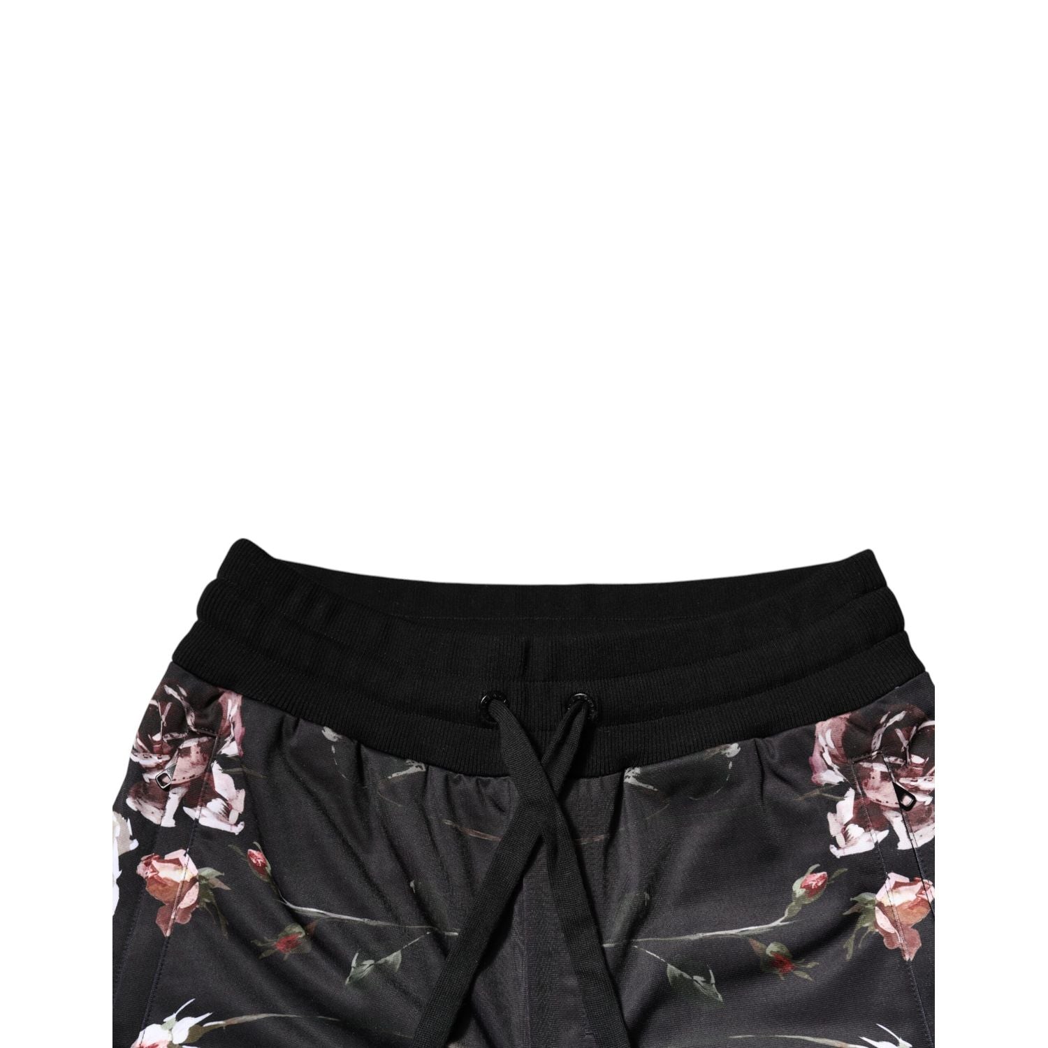 Dolce & Gabbana Black Floral Polyester Jogger Pants