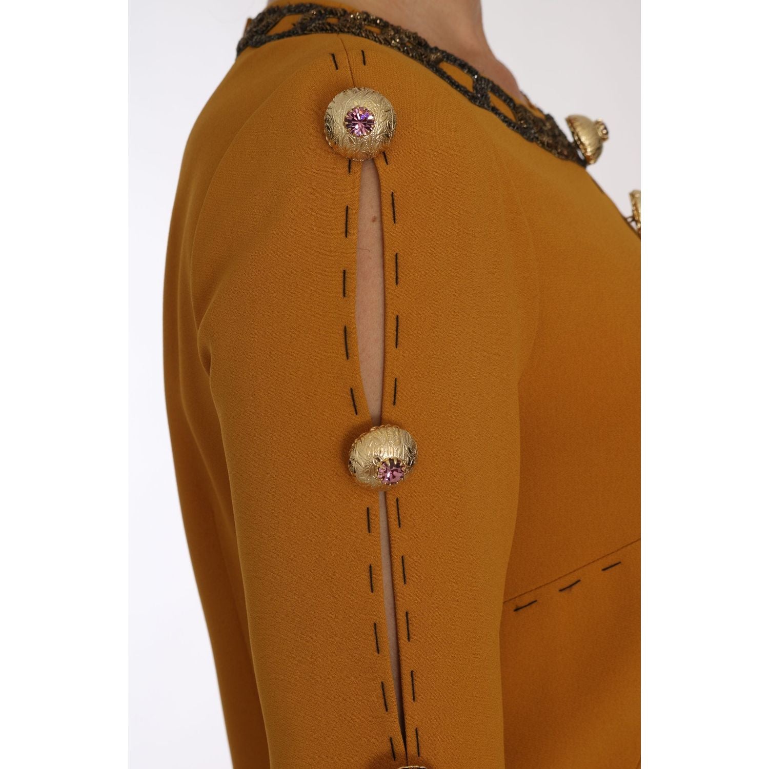 Dolce & Gabbana Brown Mini  Crystal Embellished Dress