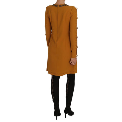 Dolce & Gabbana Brown Mini Crystal Embellished Dress