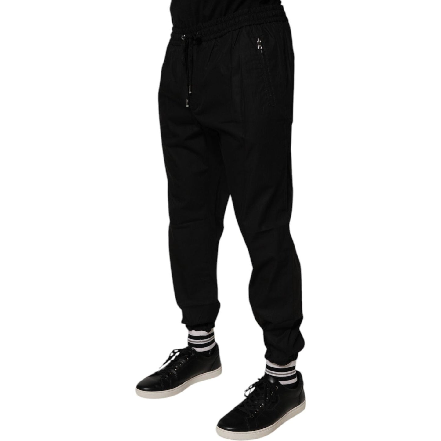 Dolce & Gabbana Black Cotton Men Jogger Sweatpants Pants