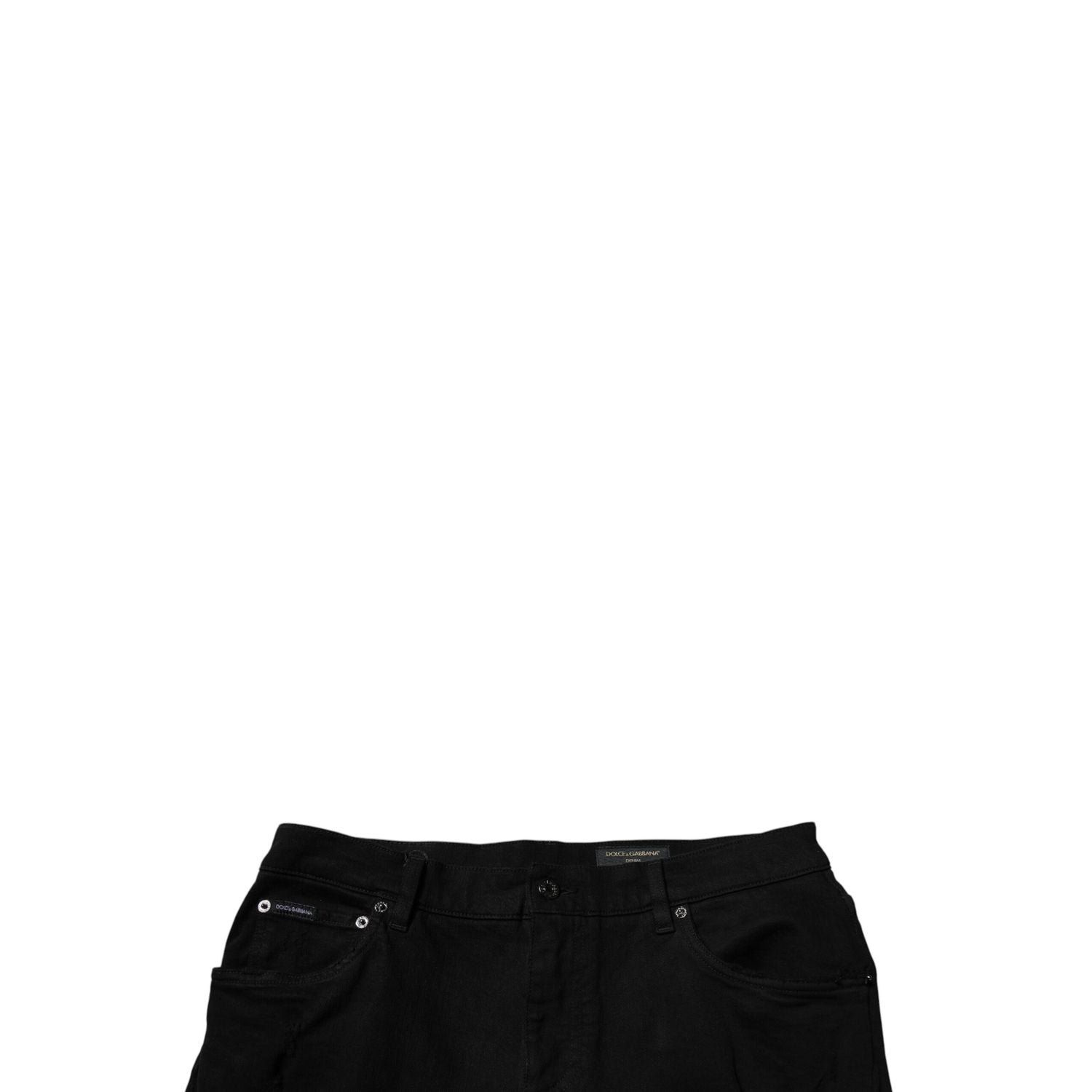 Dolce & Gabbana Black Tattered Cotton Skinny Men Denim Jeans