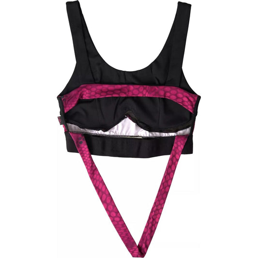Plein Sport Sleek Black Sports Bra with Fuchsia Accent Plein Sport Pale Violet Red