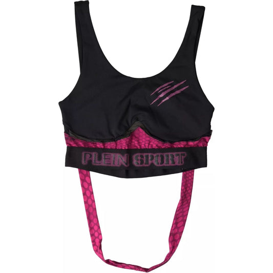 Plein Sport Sleek Black Sports Bra with Fuchsia Accent Plein Sport Black