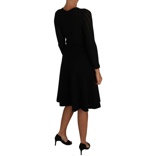 Dolce & Gabbana Elegant Black Knitted Sheath Dress Dolce & Gabbana Black