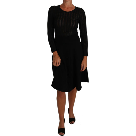 Dolce & Gabbana Elegant Black Knitted Sheath Dress Dolce & Gabbana Black