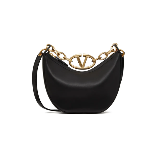 Valentino Garavani Black Leather Mini Hobo Vlogo Shoulder Bag VG4W0B0Q43PHV0NO