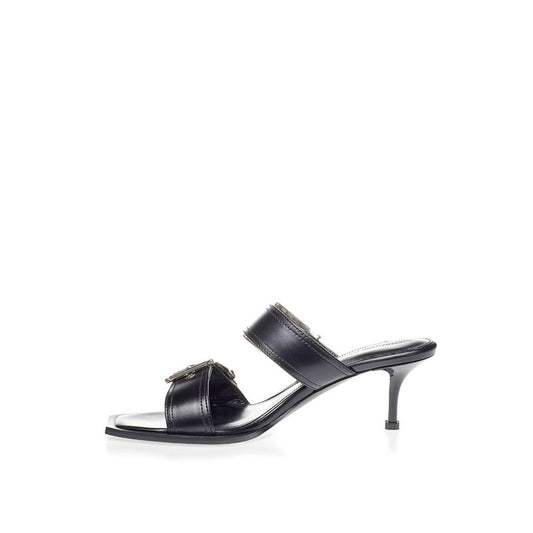 Alexander McQueen Elevate Your Steps in Timeless Black Leather Sandals Alexander McQueen Dark Slate Gray