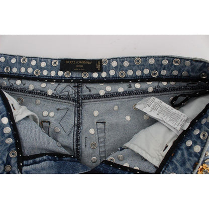 Dolce & Gabbana Crystal Roses Heart Embellished Jeans