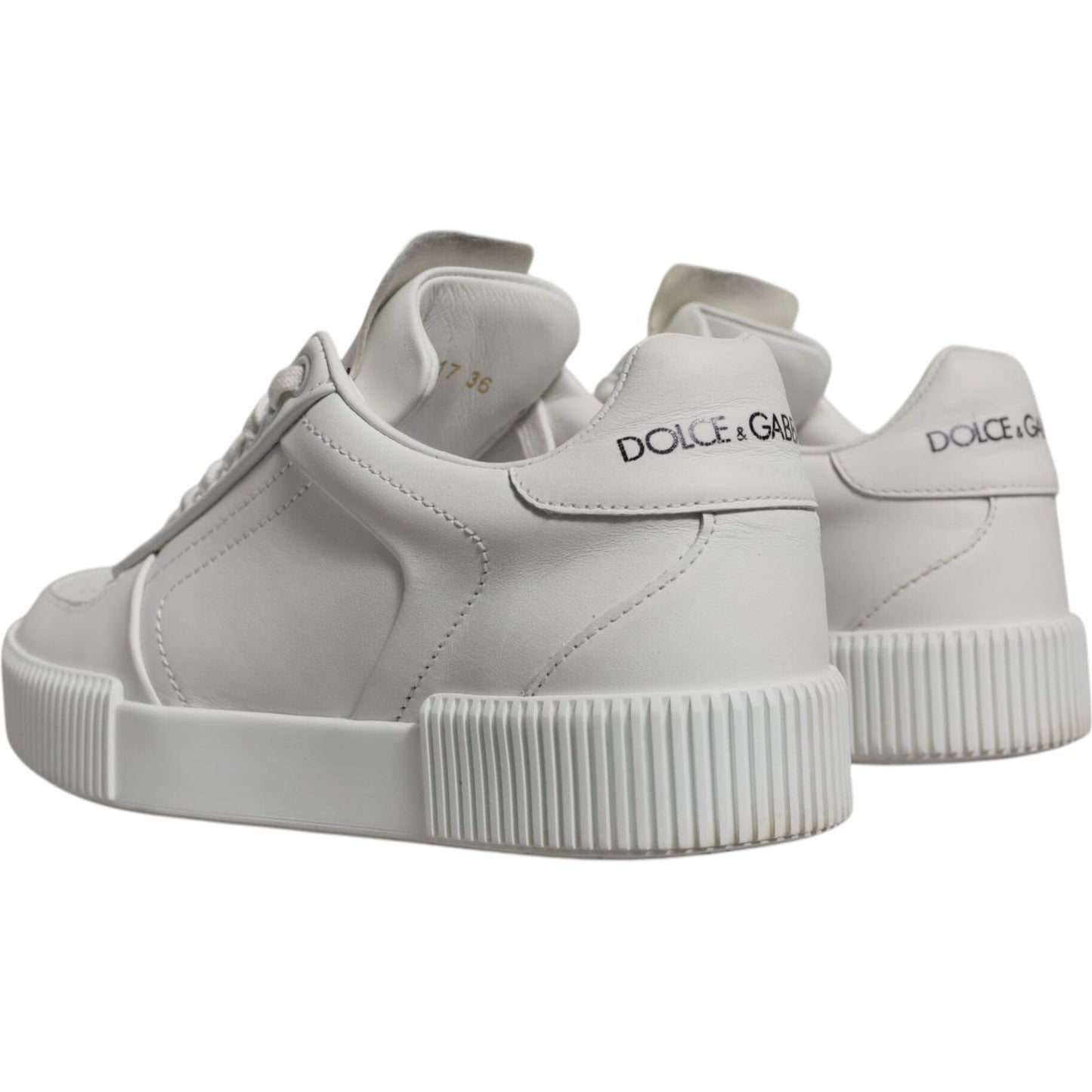 Dolce & Gabbana White Miami Leather Low Top Sneakers Shoes