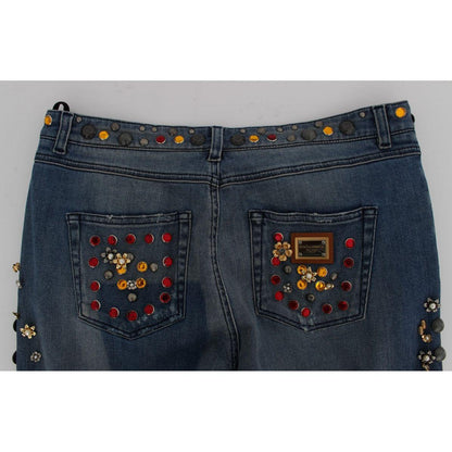 Dolce & Gabbana Crystal Roses Heart Embellished Jeans