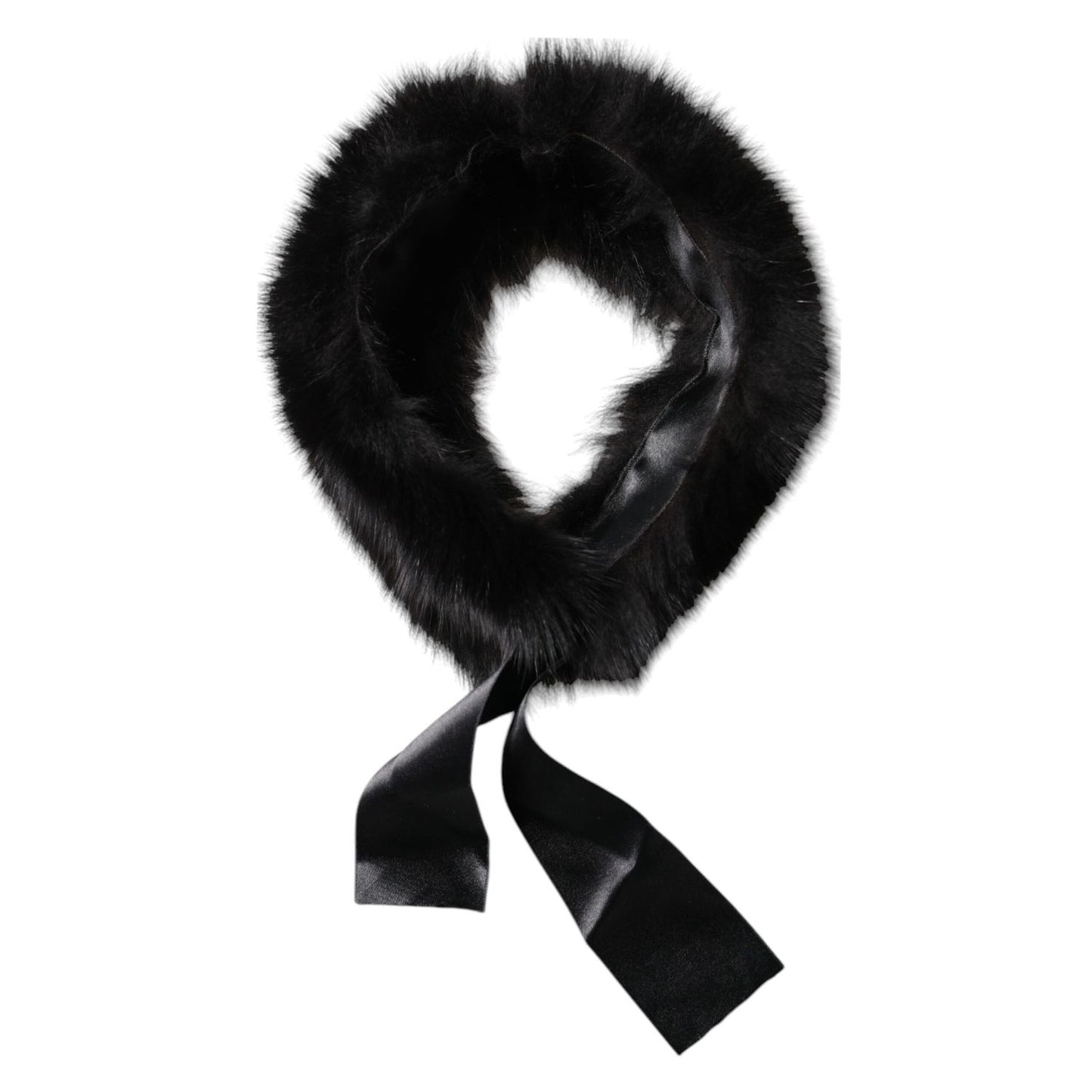 Dolce & Gabbana Black Fur Shoulder Collar Wrap Shawl Scarf