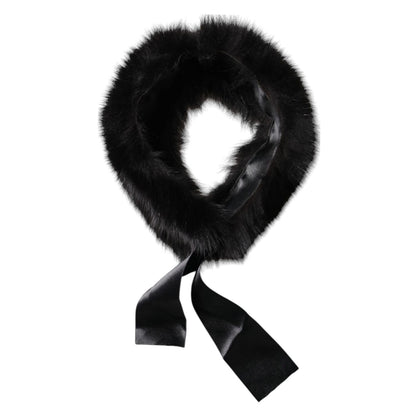 Dolce & Gabbana Black Fur Shoulder Collar Wrap Shawl Scarf