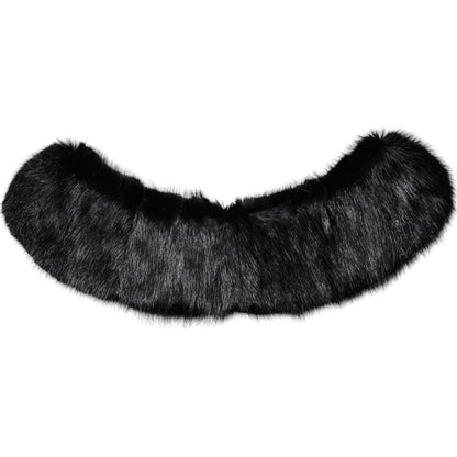 Dolce & Gabbana Black Fur Shawl Neck Wrap Cover Collar Scarf