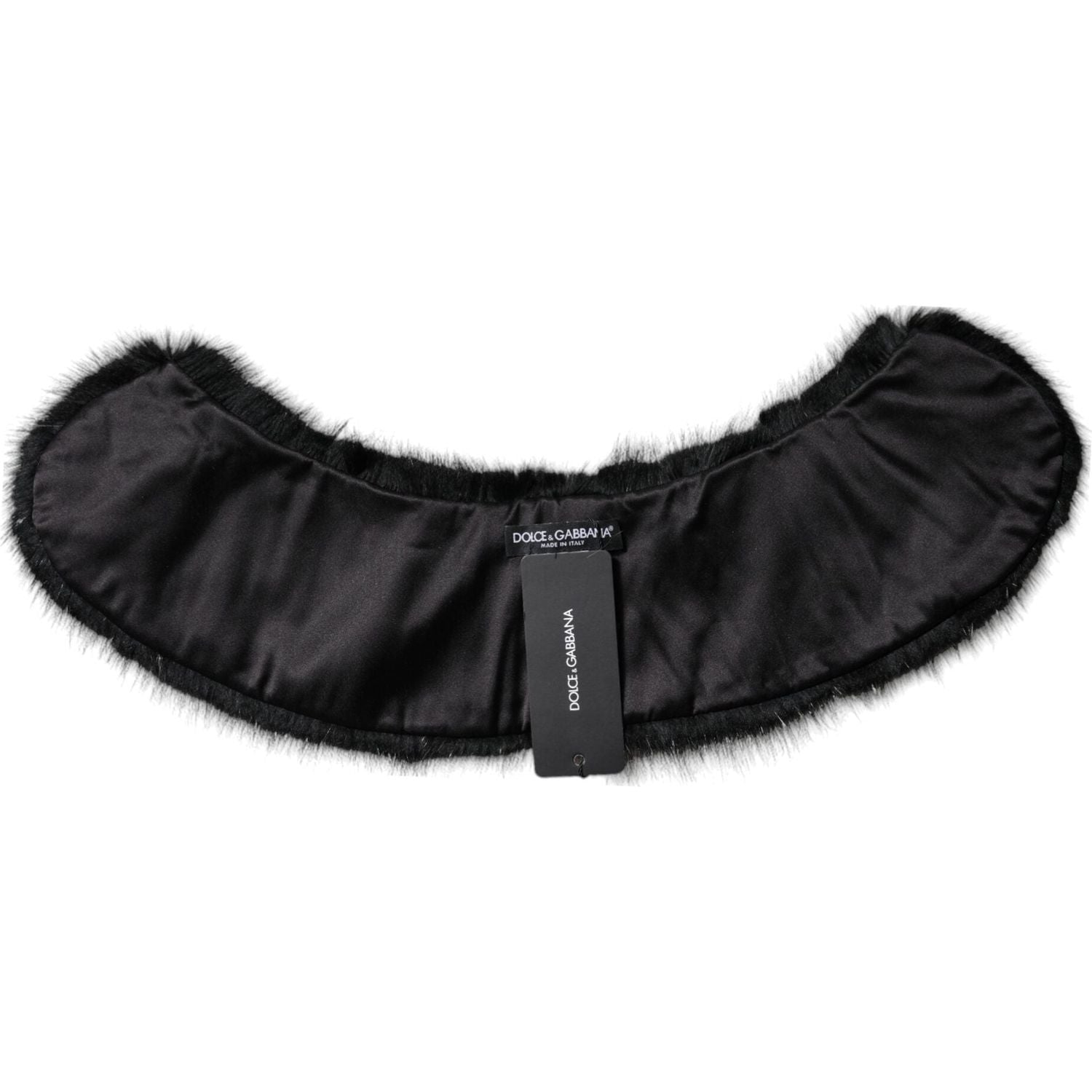 Dolce & Gabbana Black Fur Shawl Neck Wrap Cover Collar Scarf