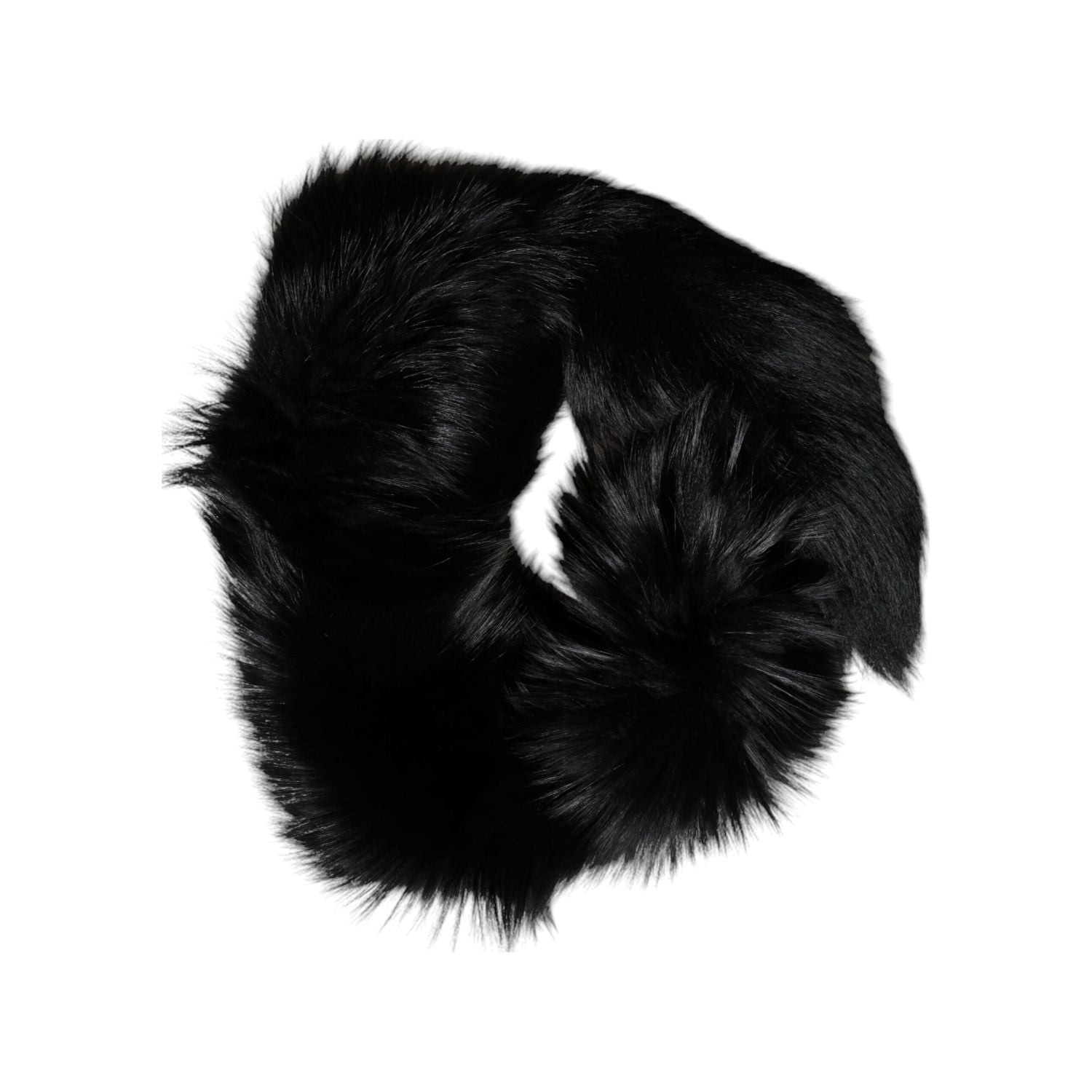 Dolce & Gabbana Black Fox Fur Neck Wrap Warmer Winter Scarf