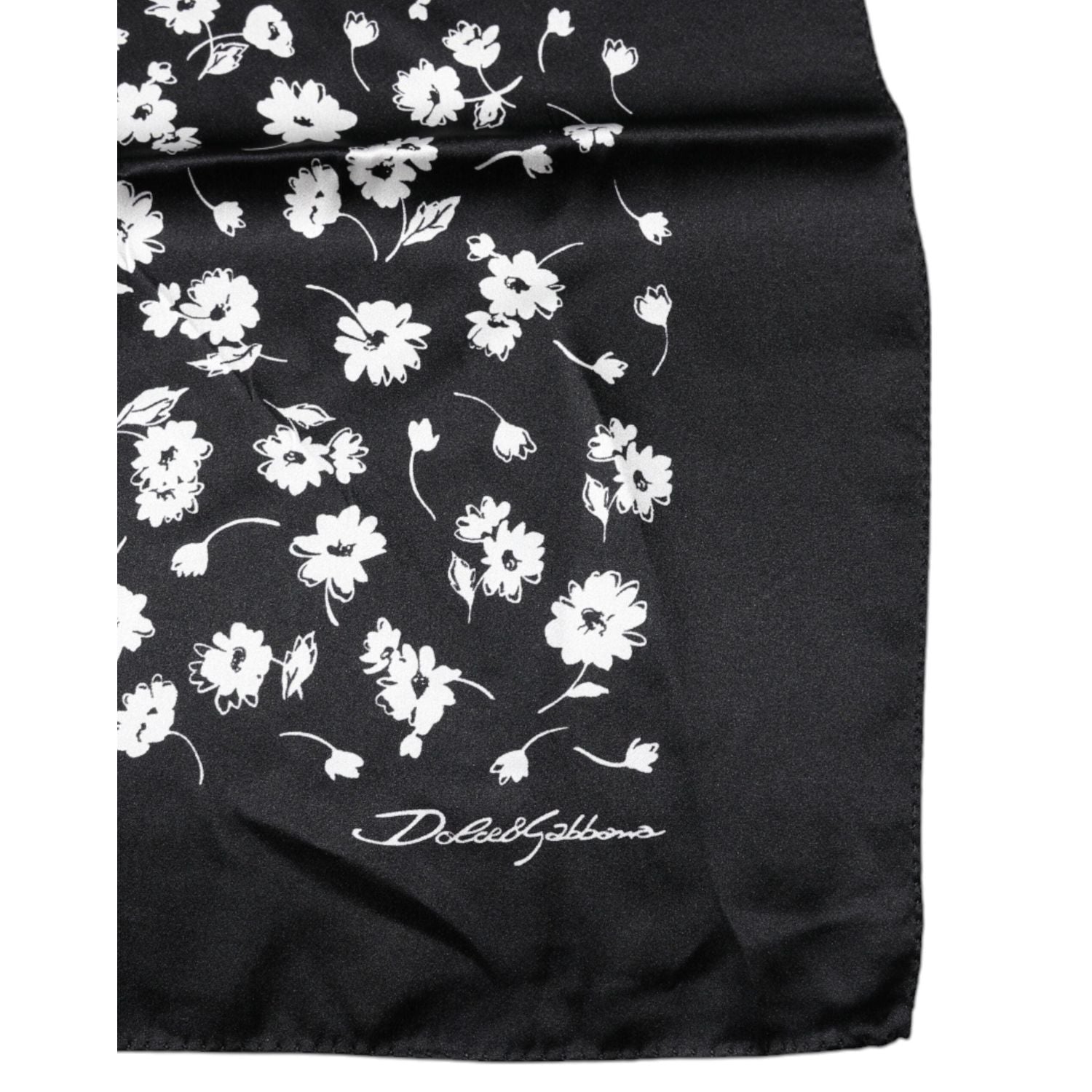 Dolce & Gabbana Black Floral Silk Square Wrap Shawl Scarf
