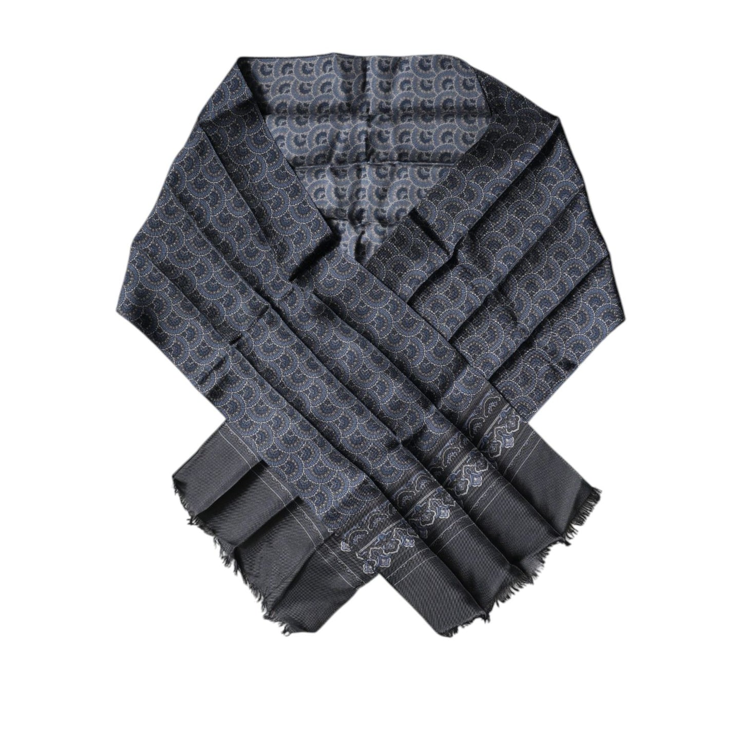 Dolce & Gabbana Dark Blue Fantasy Silk Neck Wrap Shawl Scarf