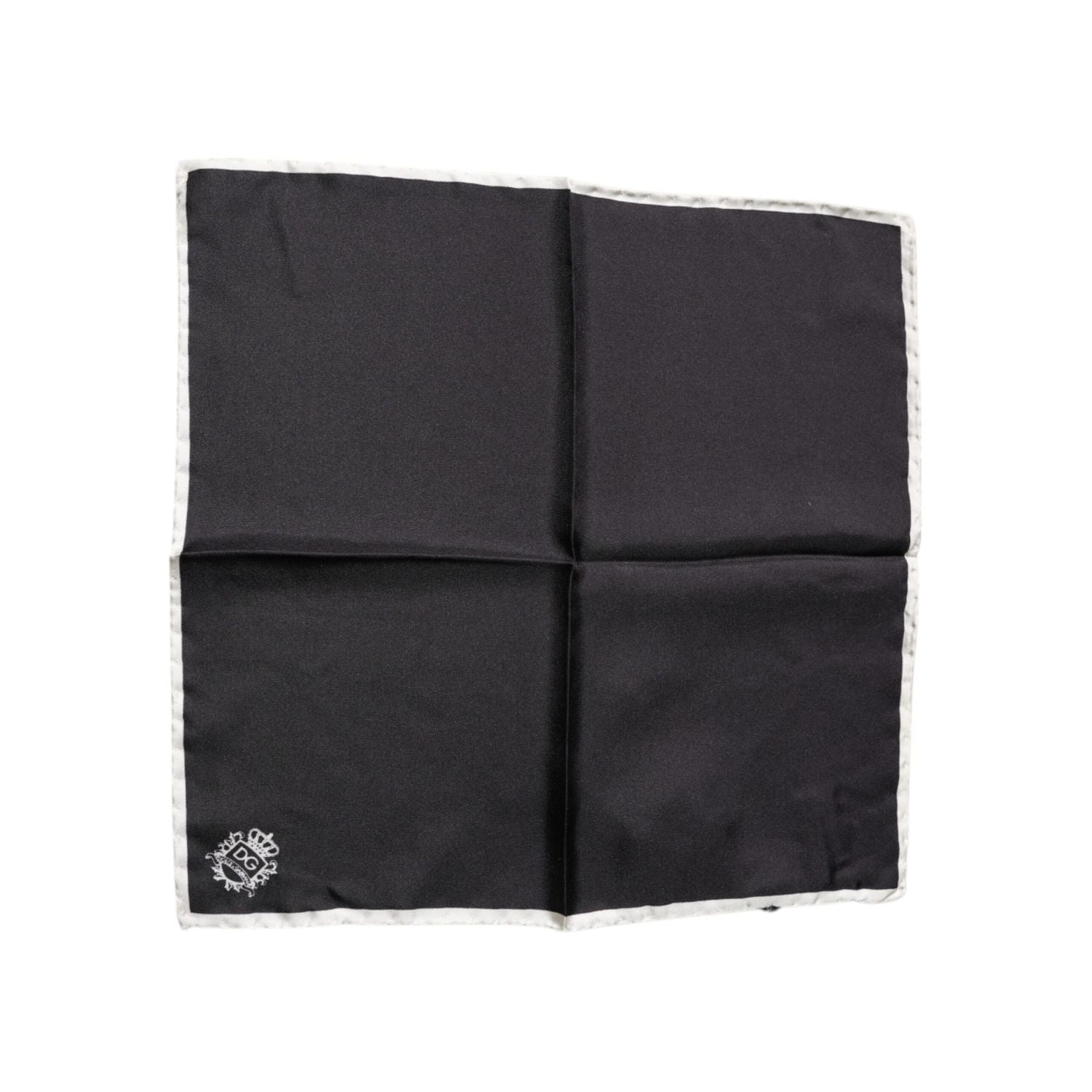 Dolce & Gabbana Black Crown Logo Square Handkerchief Scarf