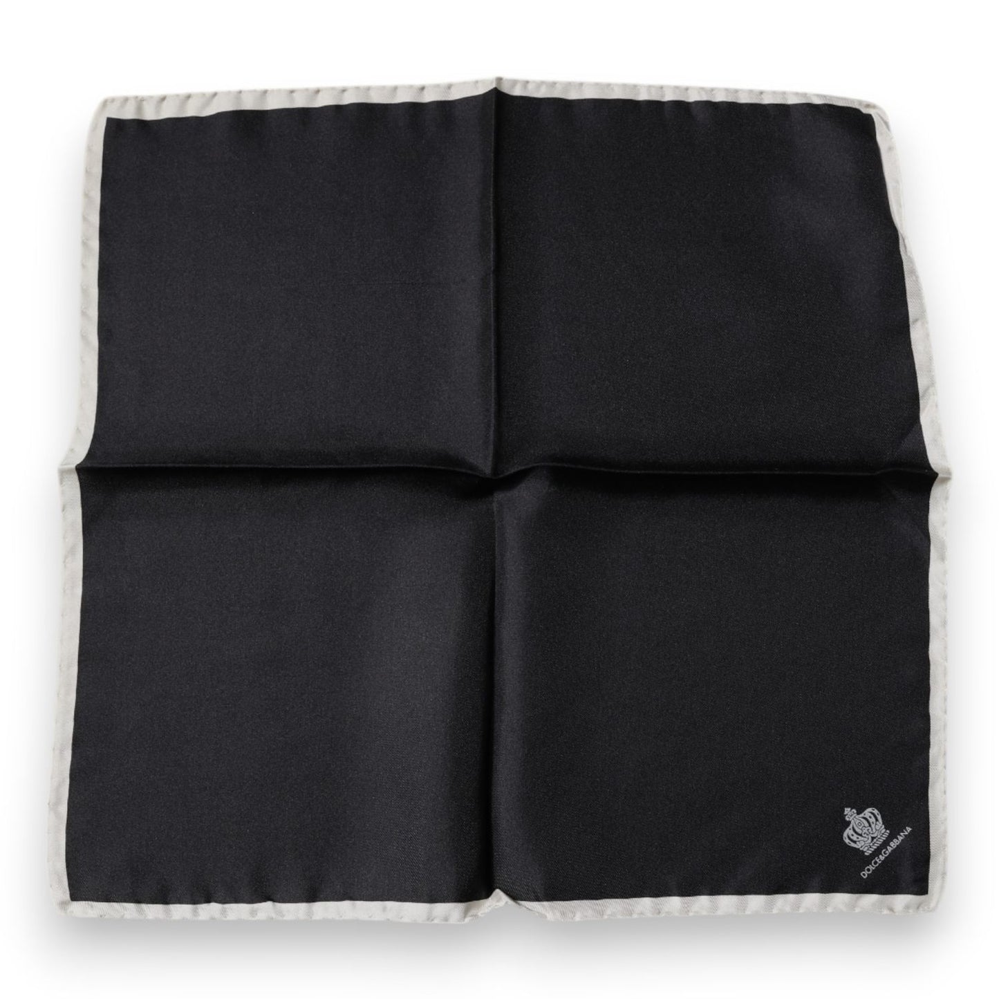 Dolce & Gabbana Black Crown Logo Square Handkerchief Scarf