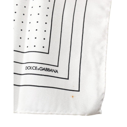 Dolce & Gabbana White Polka Dots Square Handkerchief Scarf