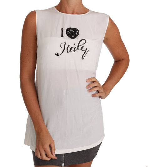 Dolce & Gabbana White Silk I LOVE ITALY Cami T-shirt TSH2352-46