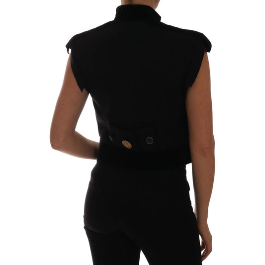 Dolce & Gabbana Embellished Black Military Style Vest Dolce & Gabbana Black