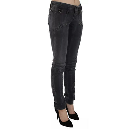 John Galliano Grey Washed Low Waist Zipper Side Skinny Denim Jeans