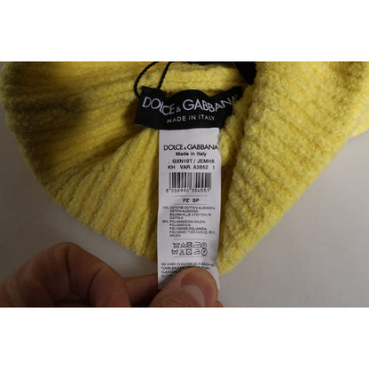 Dolce & Gabbana Yellow Cotton Knitted Winter Beanie Hat