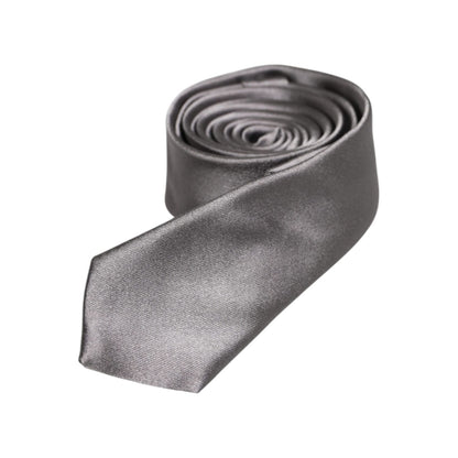Dolce & Gabbana Metallic Silver Silk Adjustable Necktie Tie
