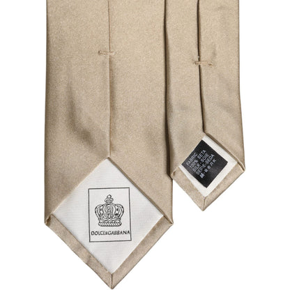 Dolce & Gabbana Beige Solid Silk Adjustable Necktie Tie