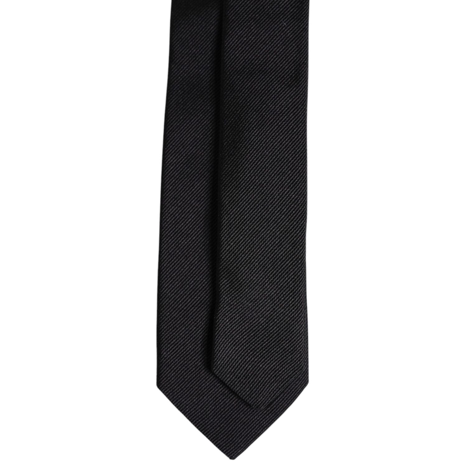 Dolce & Gabbana Black Solid Silk Adjustable Necktie Tie
