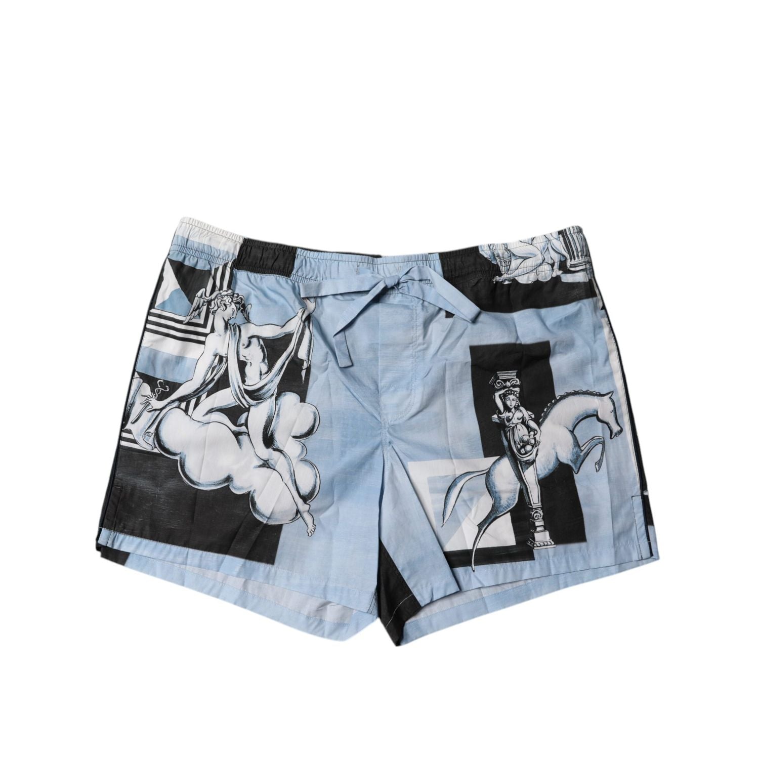 Dolce & Gabbana Blue Statue Print Cotton Mens Shorts